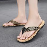 Zapatillas de Lino para Hombre Chanclas Ligeras Tejidas para Interiores, Zapatos de Dormitorio, Chanclas Informales Silenciosas, Baratas, Verano - details 1