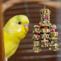 Large Bird Parrot Toy Cage Natural Wooden Blocks Bird Chewing Toy Parrot Cage Bite Toy Macaws Cockatoos Accessoires
