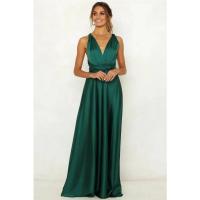 Vestido largo de seda de Color sólido profundo de Amazon, vestido de noche sin mangas de nuevo estilo de verano para mujer para banquetes - details 11