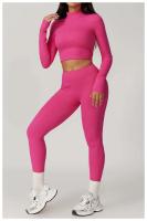 Conjunto de Yoga de Manga Larga Top de Correa Alta y Leggings Deportivos para Mujeres - details 20