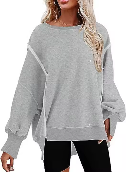 Ropa deportiva de cuello redondo para mujer, suéter informal de moda, top suelto, ropa deportiva para mujer - 1