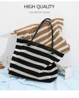 Bolso de Mano Lazy Wind Holiday Bolso de Lona Portátil de Gran Capacidad con Tiras Blancas y Negras para las Axilas - details 2
