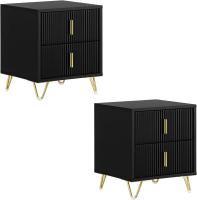 Mesita de Noche Mesa Auxiliar Mobiliario de Salón Moderno con 2 cajones L40xP40xH47 cm ES - details 40