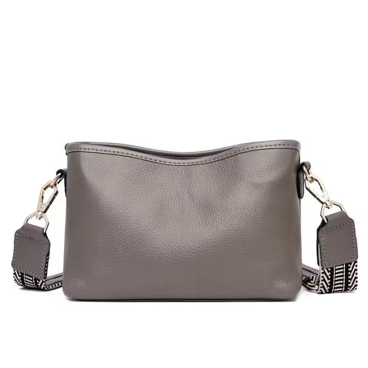 Bolso cruzado de cuero genuino para mujer Bandolera de hombro de vaca de color sólido, a la moda, de lujo, para teléfono - 1