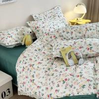 Juego de Cubierta de Edredón Estilo Ins con Diseño Floral Funda de Sábana Plana y Fundas de Almohada sin Relleno para Niños y Niñas Linen de Cama de Twin Single Queen - details 5