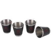 Villa de acero inoxidable para acampar al aire libre, juego de tazas VIE para picnic, vino, cerveza, whisky, taza de cuero PU, 70 ml o 30 ml, 4 piezas por lote - details 5