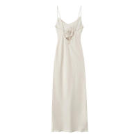 - Nuevo producto de moda para mujer Vestido largo de estilo europeo americano con cuello en V y correa blanca - details 0