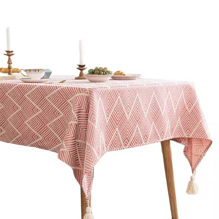 Mantel Moderno de Lino Sintético Patrón de Espiga Rectangular Lavable Ideal para Mesa de Comedor - 1