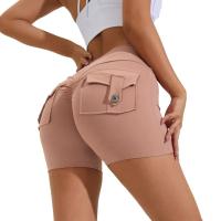 Pantalones cortos de ejercicio de Fitness para mujer, pantalones Cargo de tres cuartos, secado al aire, bolsillo de Yoga, levantamiento apretado de las caderas, verano - details 0