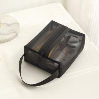 Bolsa de maquillaje de malla portátil informal, bolsa de cosméticos transparente cuadrada ligera con cremallera, estuches de cosméticos de gran capacidad para baño - details 4
