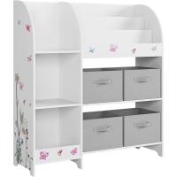 Estantería de Juguetes Almacenamiento con 4 Cajones Extraíbles Organizador de Libros y Juguetes para Niños Blanco 92.2 x 100.2 x 30 - details 7
