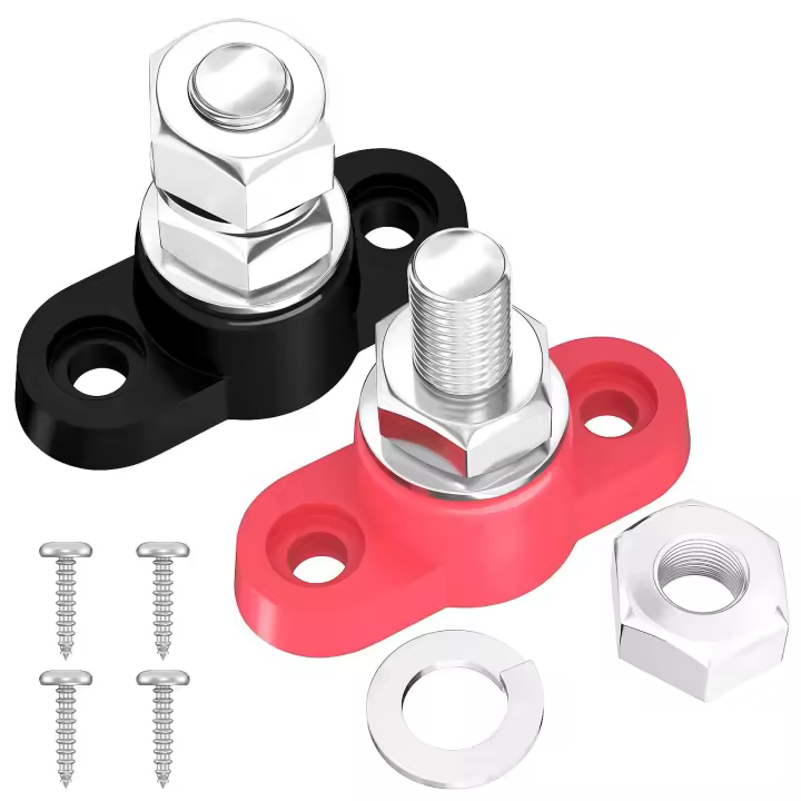 Bloque de distribución de energía automotriz, Terminal de perno M10 de 3/8 ", barra de bus de poste de unión de batería, 250A, 12V, máx. 48V CC - 1