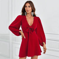 Vestido de manga de burbuja con Correa hueca para mujeres - details 4