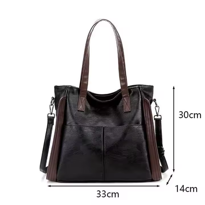Bolso de lujo de gran capacidad para mujer, bolso de hombro informal, bolso de mano Vintage de cuero PU, bolso cruzado - 1