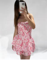 Vestido pequeño con estampado floral francés, estilo dulce, primavera, nuevo estampado, sin tirantes y adelgazante - details 1