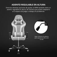 DR90 - Silla Gaming Profesional, Tejido Transpirable, reposabrazos 2D Acolchado, Base Nylon Reforzado, pistón Clase 4, cojín Lumbar y Cervical, Color Gris/Blanco - details 5
