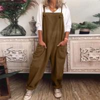 Monos de Algodón y Lino para Mujer Pantalones Anchos Ajustables con Borlas - details 8