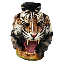 Sudadera con capucha informal para hombres y niños, con impresión digital 3D de tigre arcoíris, nueva - details 6