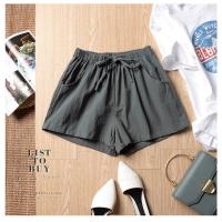 Pantalones cortos de lino para mujer, Shorts informales de algodón, de cintura alta, deportivos, color negro - details 9
