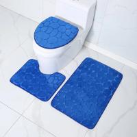 Juego de cubierta de asiento de inodoro, alfombrilla de baño, alfombra de suelo para cuarto de ducha, felpudo absorbente antideslizante, guijarros, decoración de bañera, 3 piezas - details 7