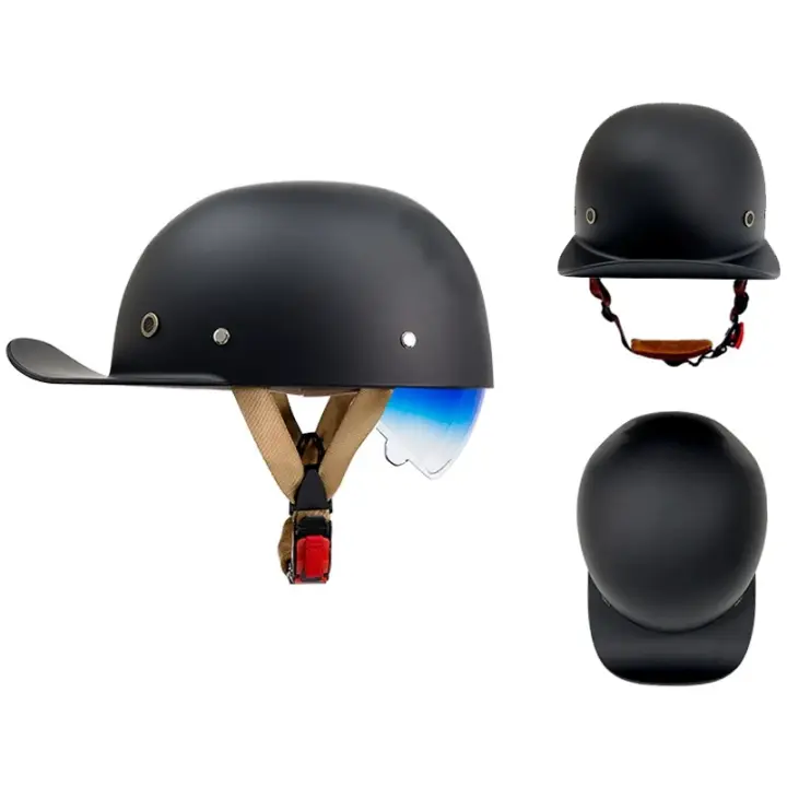 Casco de Motocicleta Retro con Lentes Azules Aprobado por ECE DOT Para Hombres y Mujeres - 1