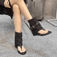 Botas de espina de pescado con punta abierta, botas cortas que aumentan la altura interior, hebilla de cinturón, primavera y verano, nuevas botas de pantalón, dos usan botas geniales - details 8