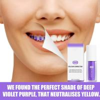 Pasta de dientes morada para blanquear los dientes 2 piezas Refresco de dientes Corrector de color morado Pasta de dientes potenciadora Kit de blanqueamiento dental 3D para eliminar manchas de dientes Mejora el brillo de los dientes - details 7