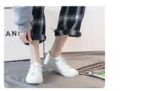 Zapatillas deportivas de tenis blancas para mujer, zapatillas deportivas informales para correr, mocasines de tendencia, monopatín de cuero para verano - details 12