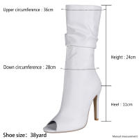 NOVEDAD DE VERANO 2025, botas geniales de barril alto para mujer, botas geniales grandes con cubierta de tacón alto y Boca de pescado - details 5