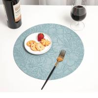 Nuevas manteles individuales redondos antideslizantes de cuero PU, manteles individuales para mesa de comedor, posavasos impermeables tallados con flores en 3D para el hogar - details 6