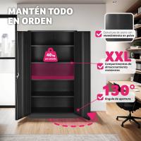 Armario Archivador Oficina en Acero, Armario Exterior e Interior con Cerradura, Armario Multiusos con 2 Puertas, 4 Estantes Ajustables y 5 Alturas, Fácil Montaje, 180x80x40 cm - Gris Claro - details 13