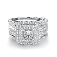 Anillo de Moissanita de Plata 925 Estilo de Princesa para Mujeres Brillante Banda de Compromiso de Oro Plateado 14K - details 6