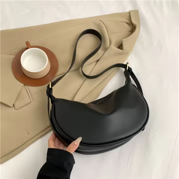 Bolsos cruzados Vintage de Color sólido, bolso de hombro de cuero PU con cremallera y correa ajustable, gran capacidad, estilo coreano - 1