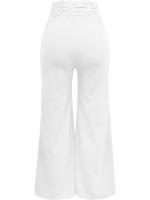 Pantalones elegantes de pierna ancha y cintura alta para mujer, malla transparente informal de oficina con ropa cruzada para mujer - details 6