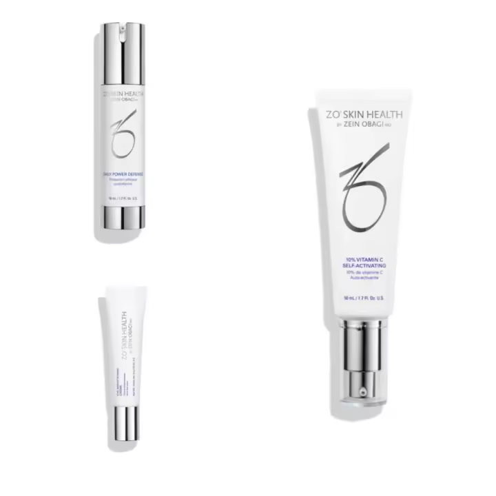 ZO SKIN Daily Power Defense 50ml + 10% Vitamina C Autoactivante 50ml + Crema iluminadora de ojos 15ml Set de tres piezas - 1
