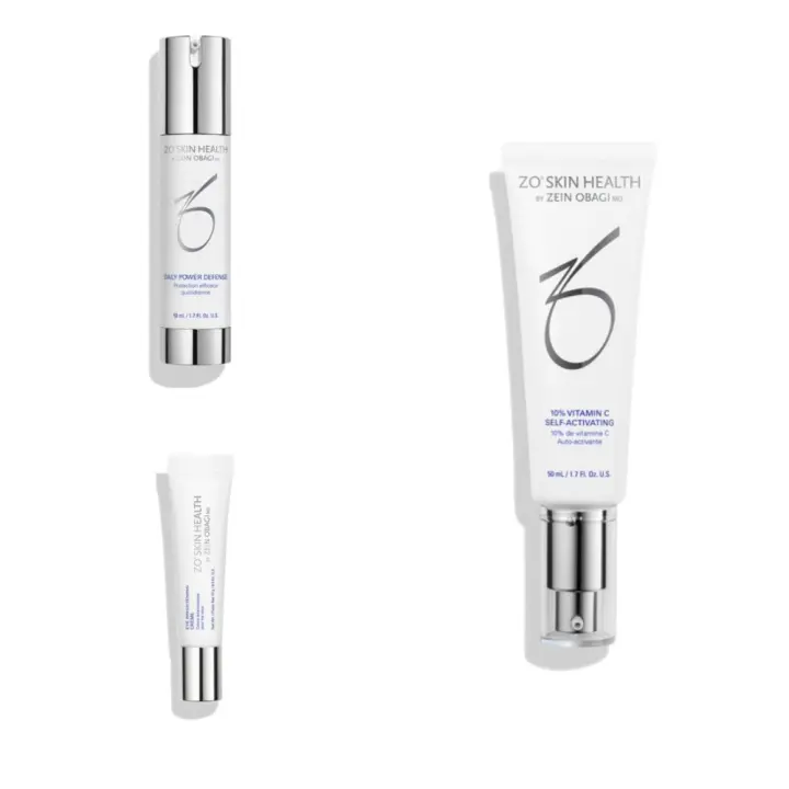 ZO SKIN Daily Power Defense 50ml + 10% Vitamina C Autoactivante 50ml + Crema iluminadora de ojos 15ml Set de tres piezas - 1