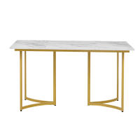 Mesa de comedor moderna blanca con aspecto de mármol y patas de mesa curvas, patas ajustables para comedor y cocina - details 0