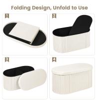 Taburete de almacenamiento plegable de MDF otomano de terciopelo con tapa acolchada extraíble, caja de almacenamiento creativa - details 5