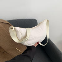 Bolso Cruzado Semi-Luna Bolso de Hombro de Pana Casual para Mujeres Bolso de Mano de Viaje de Color Sólido - details 3