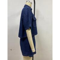 2025 Verano Vestidos de Mujer, Cuello en V Manga Corta Traje de Denim Irregular Suelto, Falda Pantalones Cortos - details 9