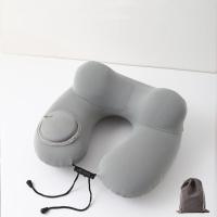 Almohada de viaje inflable en forma de U, cojín de soporte para el cuello con presión suave de la mano, con bolsa de almacenamiento, almohadilla para reposacabezas para ahorrar espacio, coche - details 2