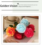 2 uds realista 3 cabezas flor de peonía Artificial 64CM DIY peonía flor simulada flores artificiales de seda para decoración de boda en casa - details 8