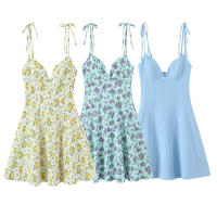 Ropa de mujer europea y americana vestido de popelina con estampado de flores populares 3 - details 1