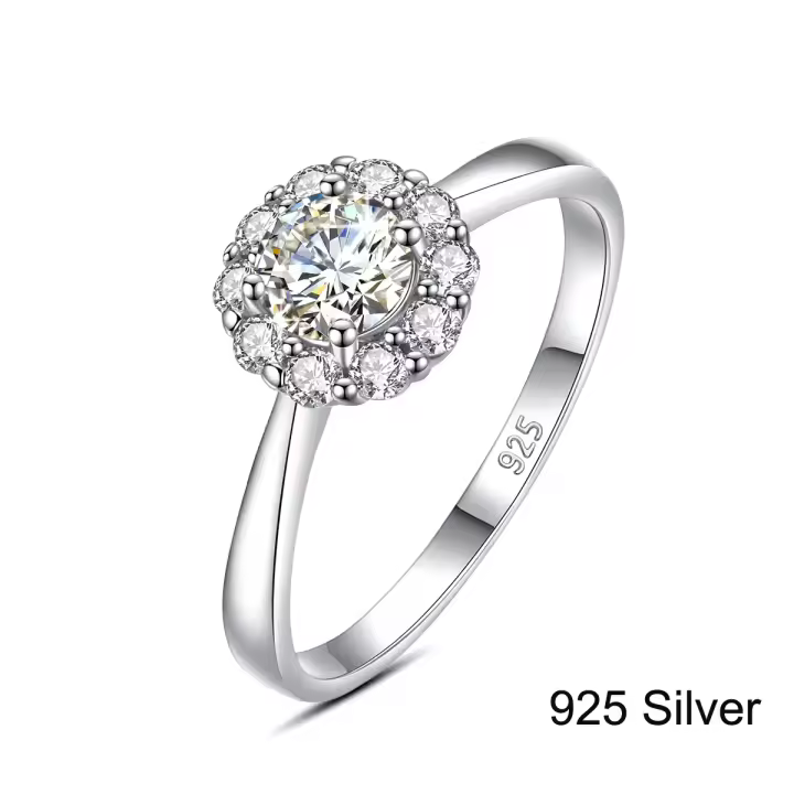Anillo de Moissanite Kirin Palace 0.5CT para Mujeres Sólido 18K 14K 10K Oro Amarillo 5.0mm Corte Redondo D/VVS1 para Compromiso y Boda - 1