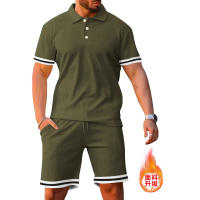 Conjunto deportivo informal de dos piezas de polo de manga corta y pantalones cortos para hombre, verano 2025 - details 0