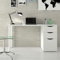 Mesa Ordenadora Reversible de Dos Cajones y Una Puerta Mesa de Escritorio Athena Acabada en Blanco - details 1