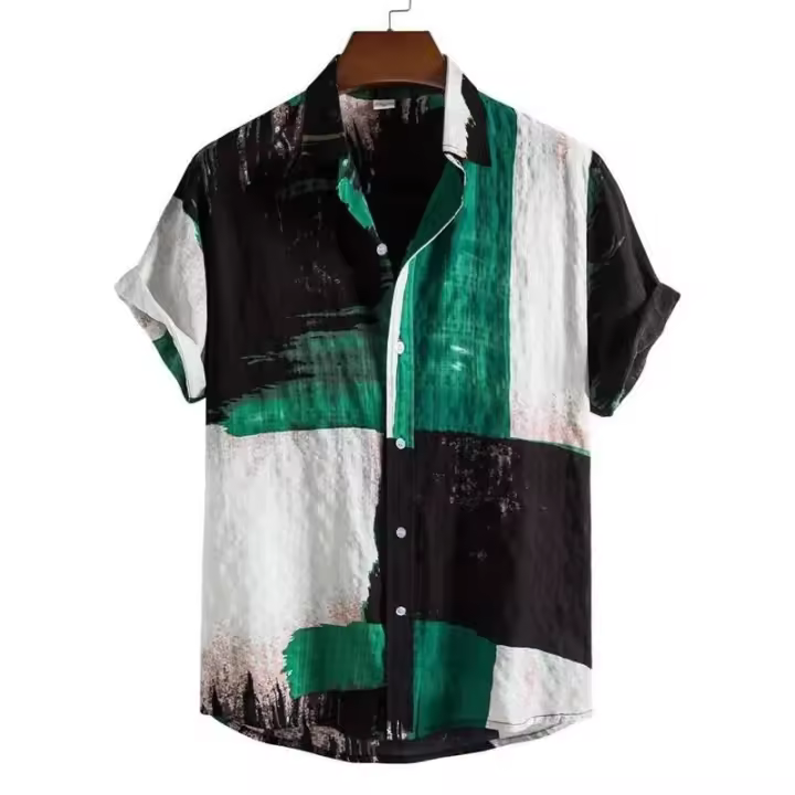 Camisa hawaiana retro con estampado floral para hombre, blusa 3D de manga corta, tops de verano, camisas de solapa urbana para playa, casual - 1