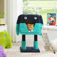 PAWZ Road 2 en 1 Árbol para gatos con postes rascadores de sisal, condominio acogedor, pequeño árbol para gatos de interior, linda casa de cama para gatos, juguetes para mascotas - details 3