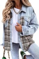 Chaqueta vaquera de manga larga para mujer, camisa a cuadros con botones, Tops de otoño e invierno - details 11
