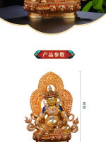 Estatua Huang Ornam, exquisita imitación de latón de la plataforma de Buda del budismo esotérico tibetano nepalí, Dios Caishen dorado - details 1